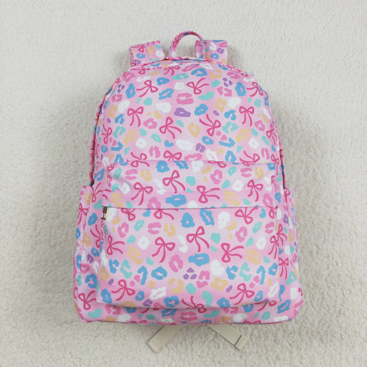 BA0319 colorful leopard bows pink school bag