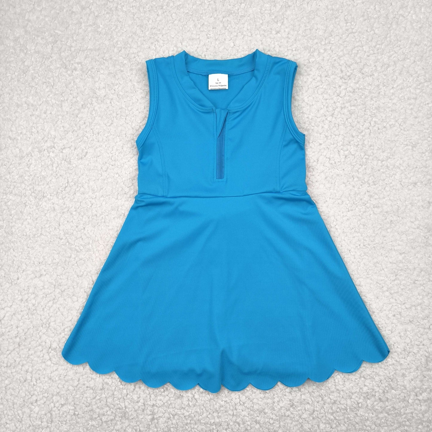 GSD2090 yoga blue zipper sleeveless with shorts girls dress