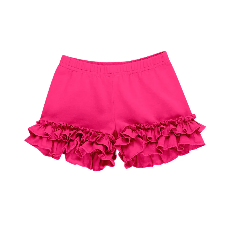 custom moq 3 milk silk hot pink ruffles girls shorts
