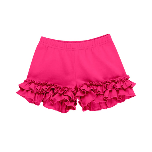 custom moq 3 milk silk hot pink ruffles girls shorts