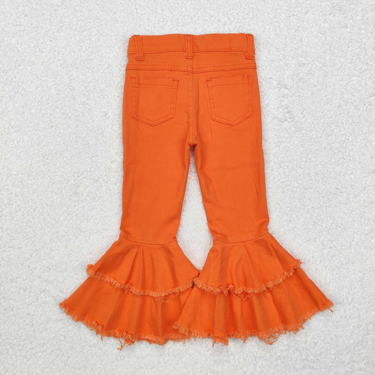 10 Orange Ruffles Bell-bottom High Quality Baby Girls Denim Jeans