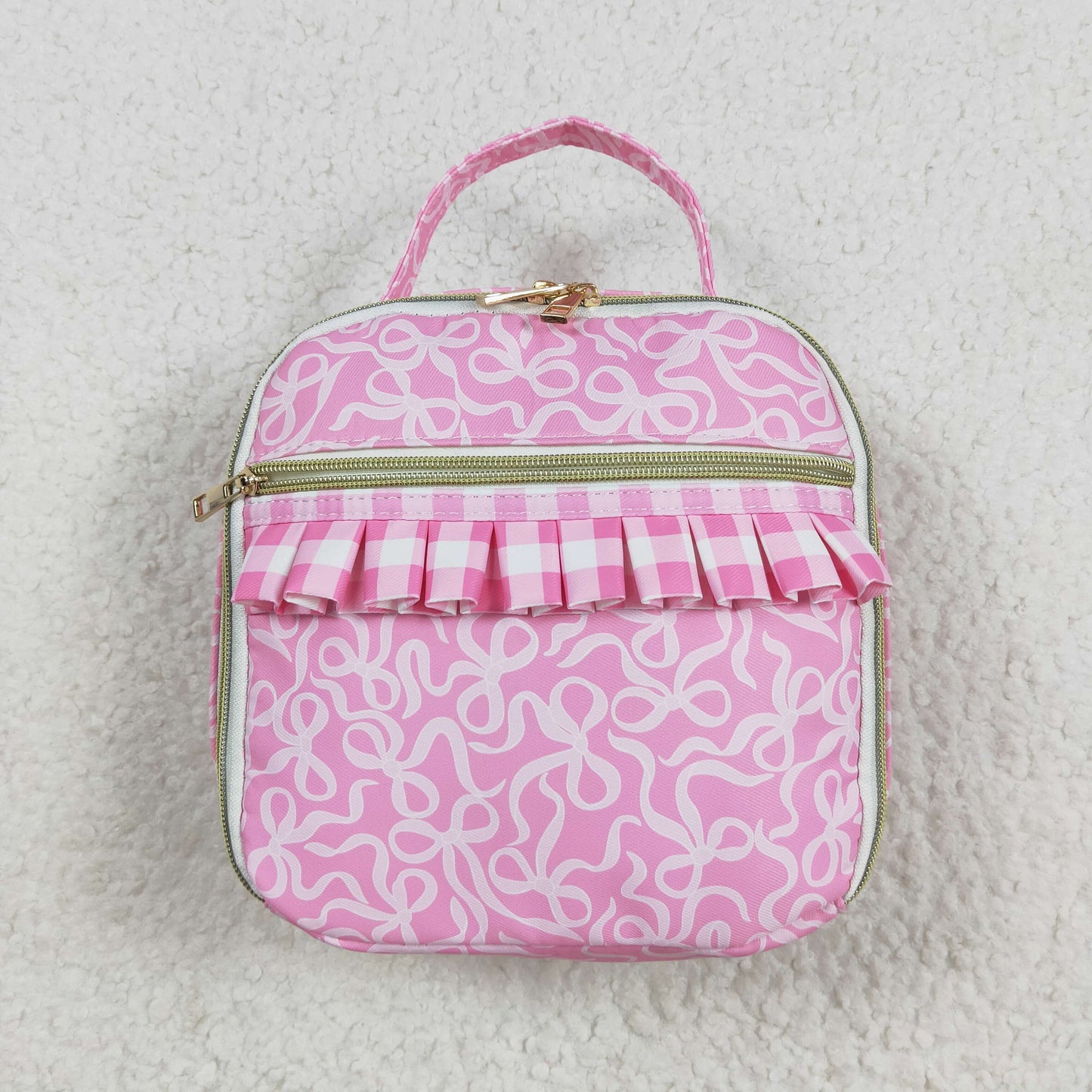 BA0310 pink bows pink ruffles lunchbox lunch bag