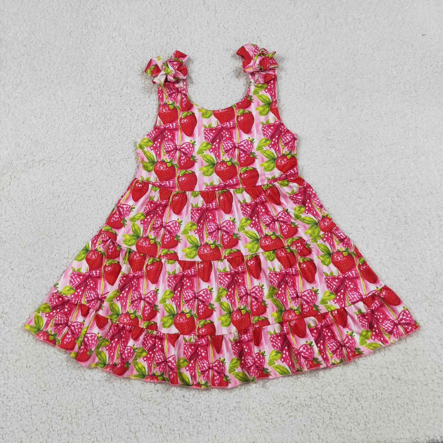 GSD3964 Strawberry Bows Hot Pink Girls Dress