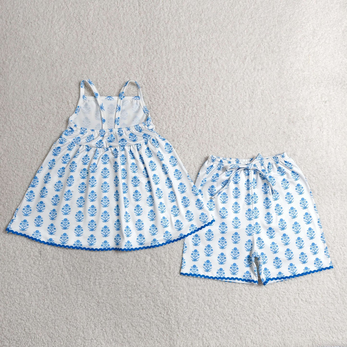 GSSO3416 Flowers Blue Summer Girls Set
