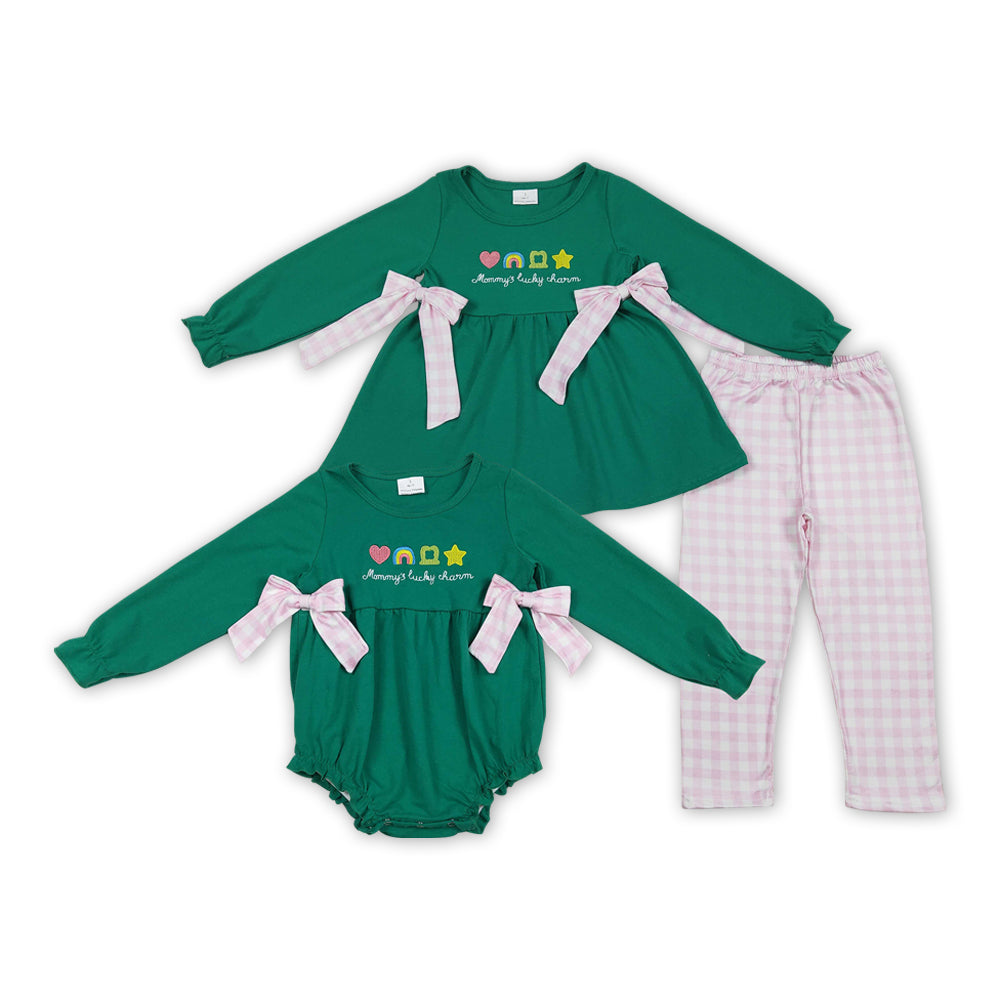 Embroidery St Patrick Clover Romper/Set RTS Sibling Clothes