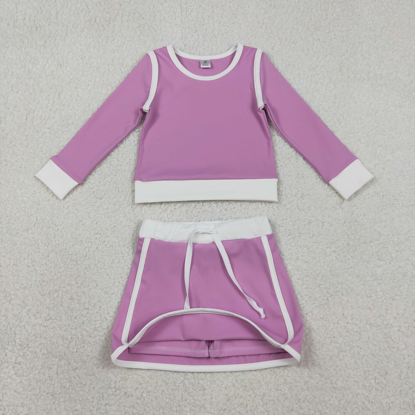 GLD1484 Yoga Purple Long Sleeve Skorts Skirts Girls Set
