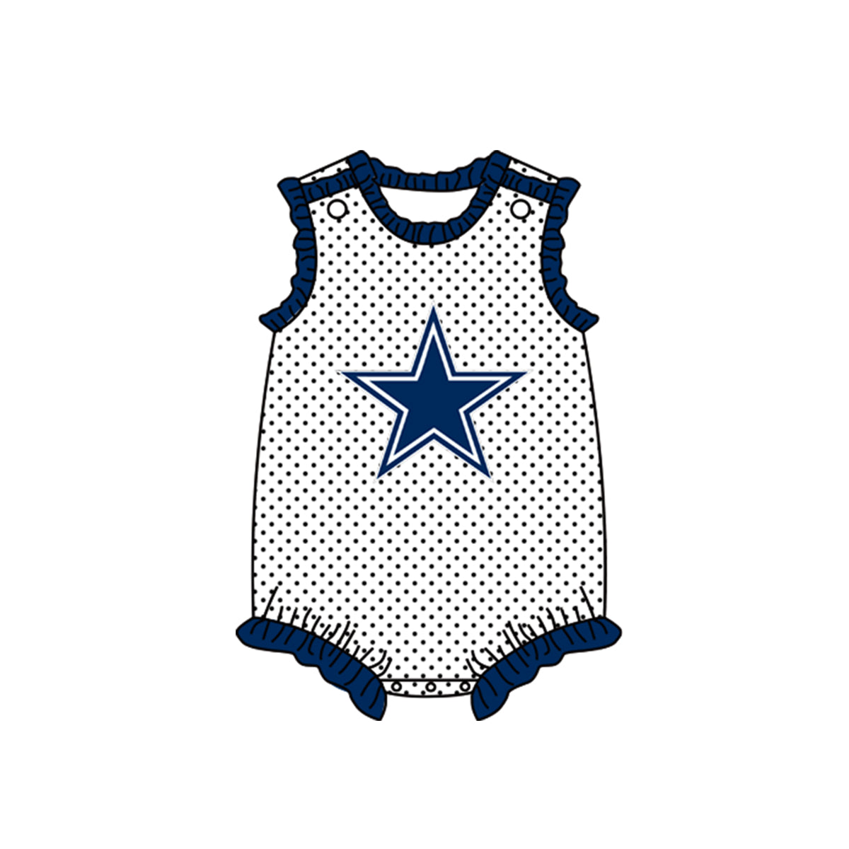 custom S 8.1 Team Star blue dot sleeveless kids romper