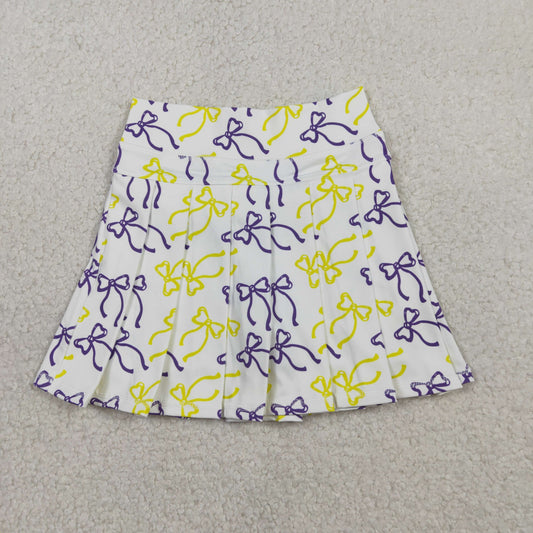 GLK0212 Yoga Purple Yellow Bows Skorts Girls Skirts