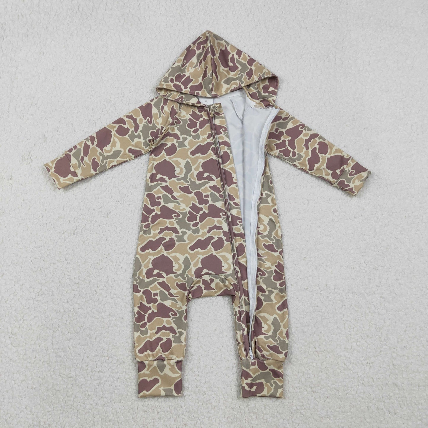 LR2812 hunting camo hoodei zipper long sleeve boys romper