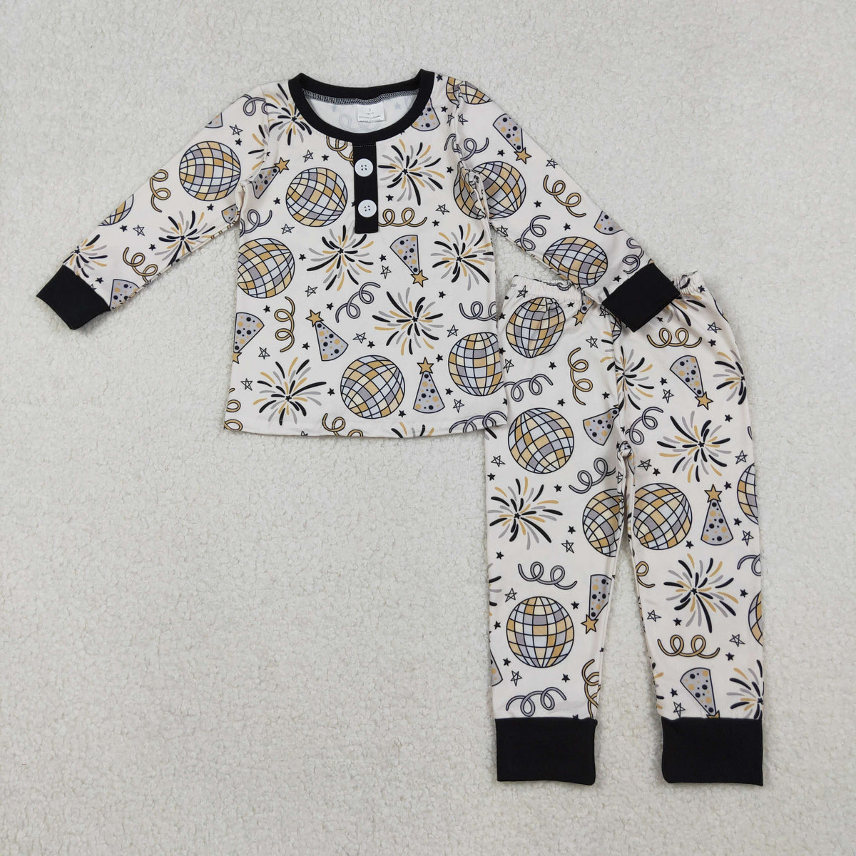 BLP1166 happy new year light firework long sleeve pants boys pajamas