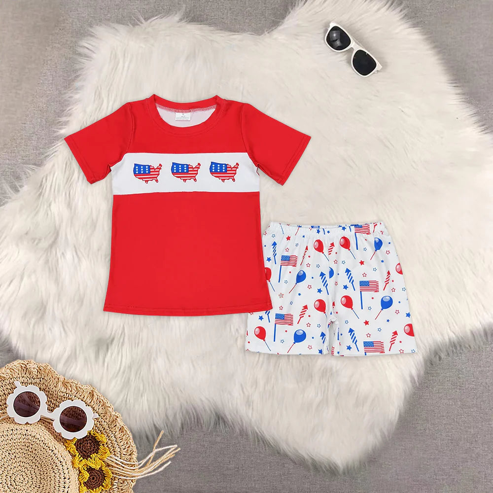 July 4th flag balloon style RTS Sibling Clothes
