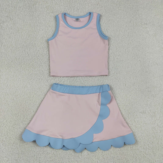 GSD4010 Yoga Pink Sleeveless Skorts Girls Set