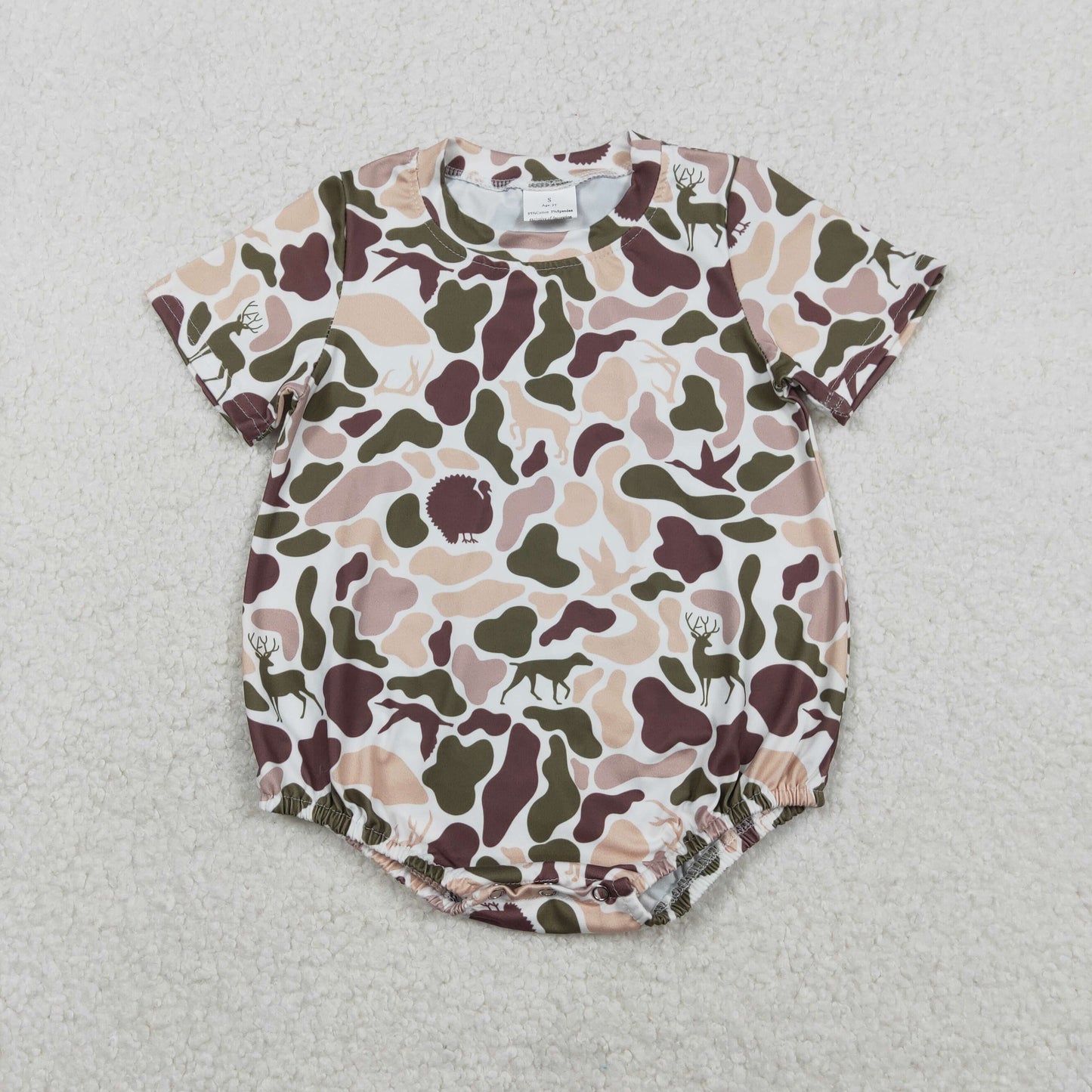 SR3451 Hunting Camo Short Sleeve Boys Romper