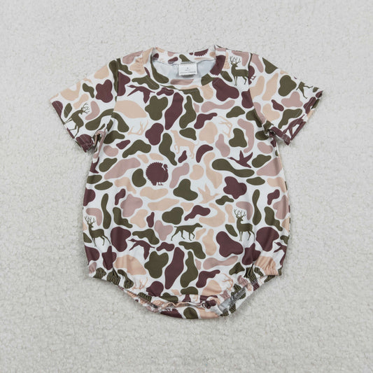 SR3451 Hunting Camo Short Sleeve Boys Romper
