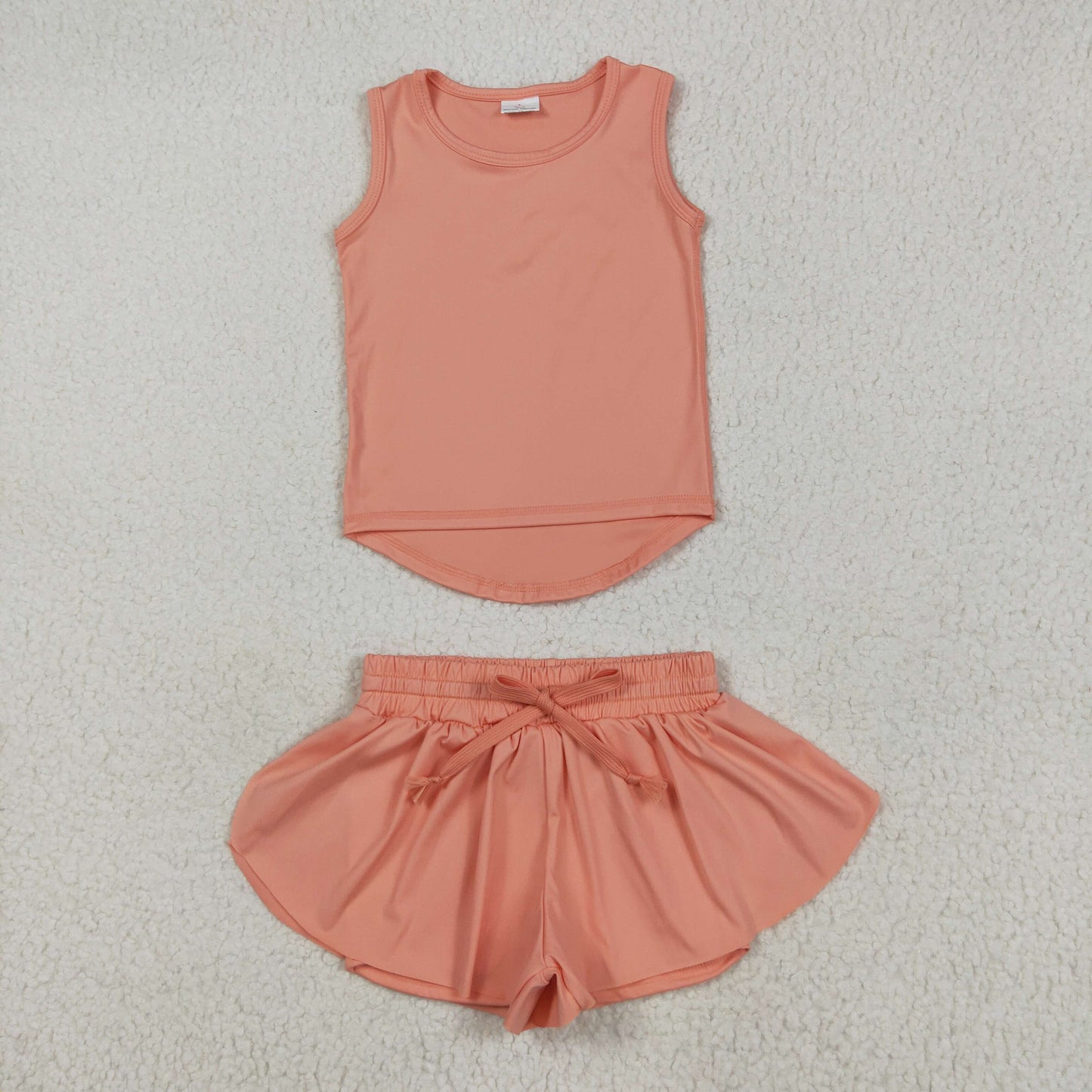 GSSO2502 light orange sleeveless shorts girls set