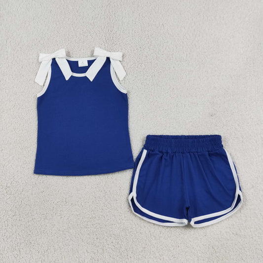 GSSO3824 Blue Sleeveless Shorts Girls Set