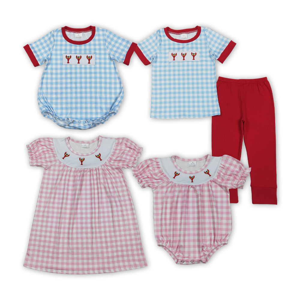 Embroidery Mardi Gras Crayfish RTS Sibling Clothes