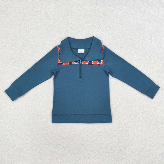 BT0798 brown camo blue long sleeve boys pullover