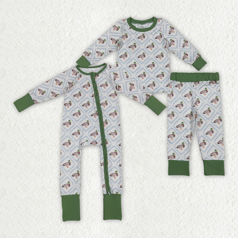 hunting mallard duck pajamas/romper RTS sibling clothes