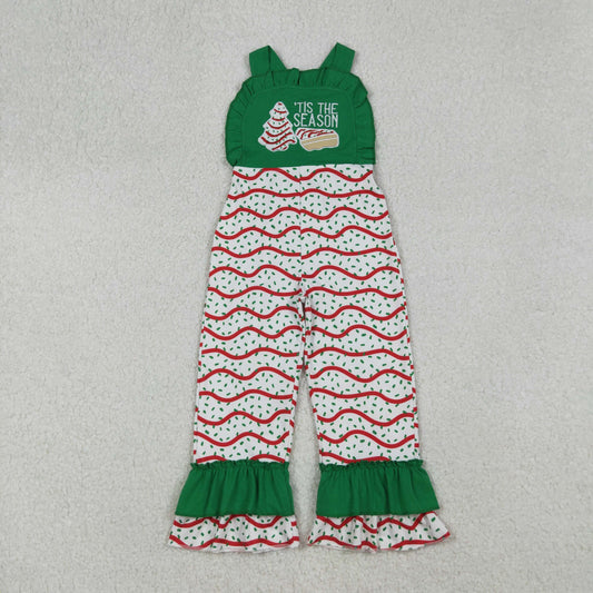 embroidery SR3178 Christmas tis the season tree cake green girls jumpsuits