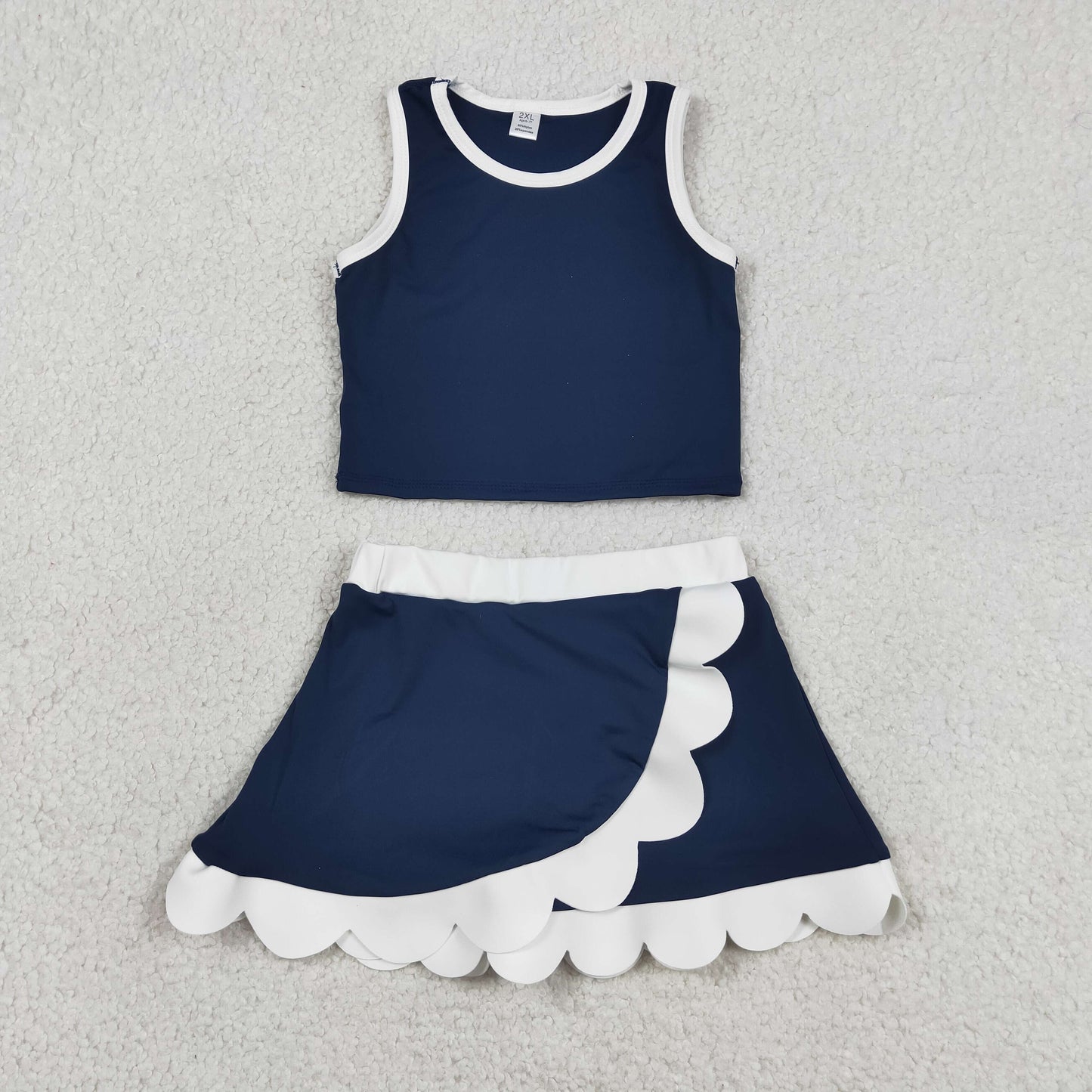GSD4024 Yoga Navy Blue Sleeveless Skorts Girls Set