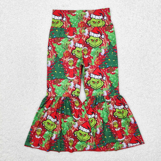 P0630 Christmas green face red girls milk silk pants