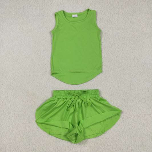 yoga GSSO2503 green sleeveless shorts girls set