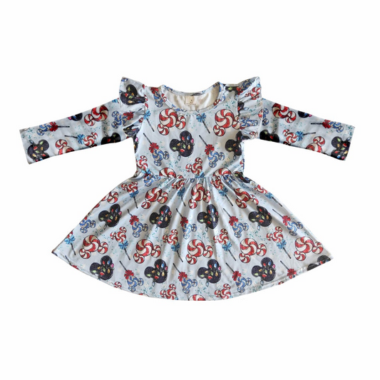 custom S 8.15 Cartoon candy long sleeve girls dress