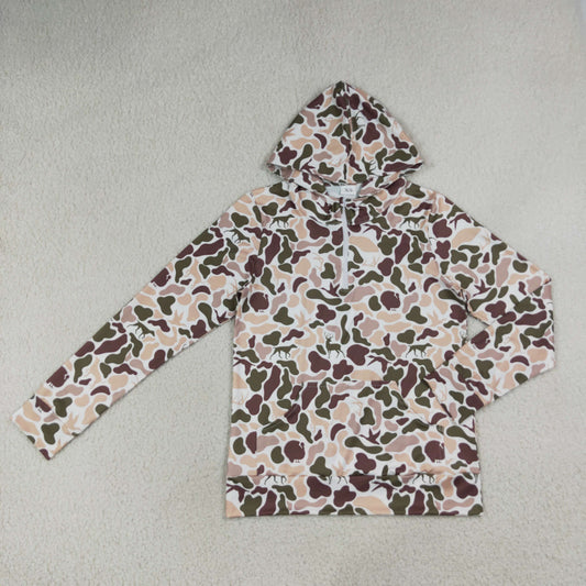 GT1711 Hunting Camo Pocket Zipper Hoodie Long Sleeve Adult Women Top