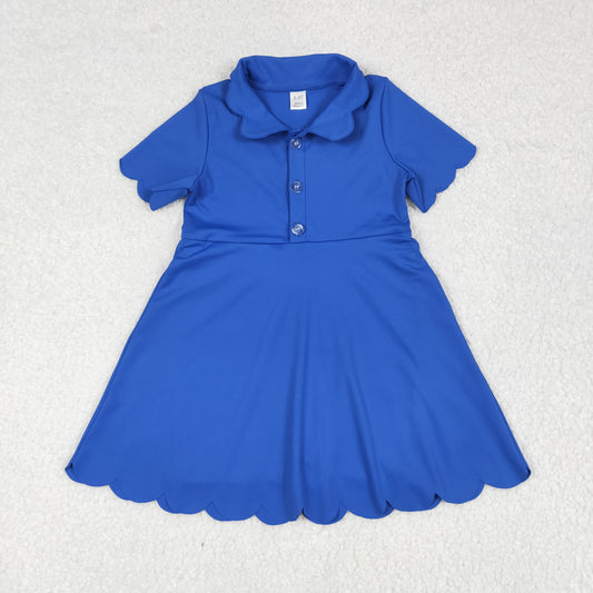GSD2475 yoga navy blue short sleeve with shorts girls dress