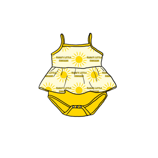 custom mama's little sunshine Sun yellow girls romper