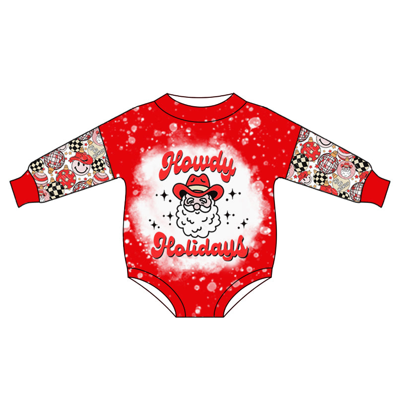 preorder Christmas Howdy Illumination Red Long Sleeves Kids Romper