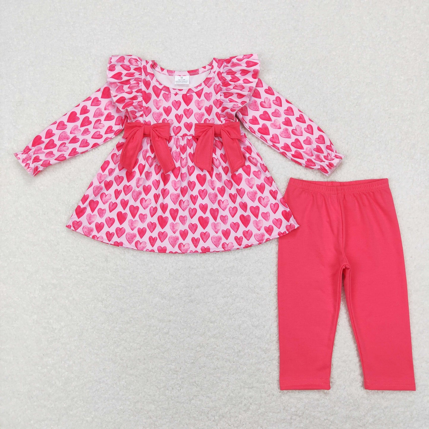 Valentine's Day Hot Pink Heart Bows RTS sibling clothes