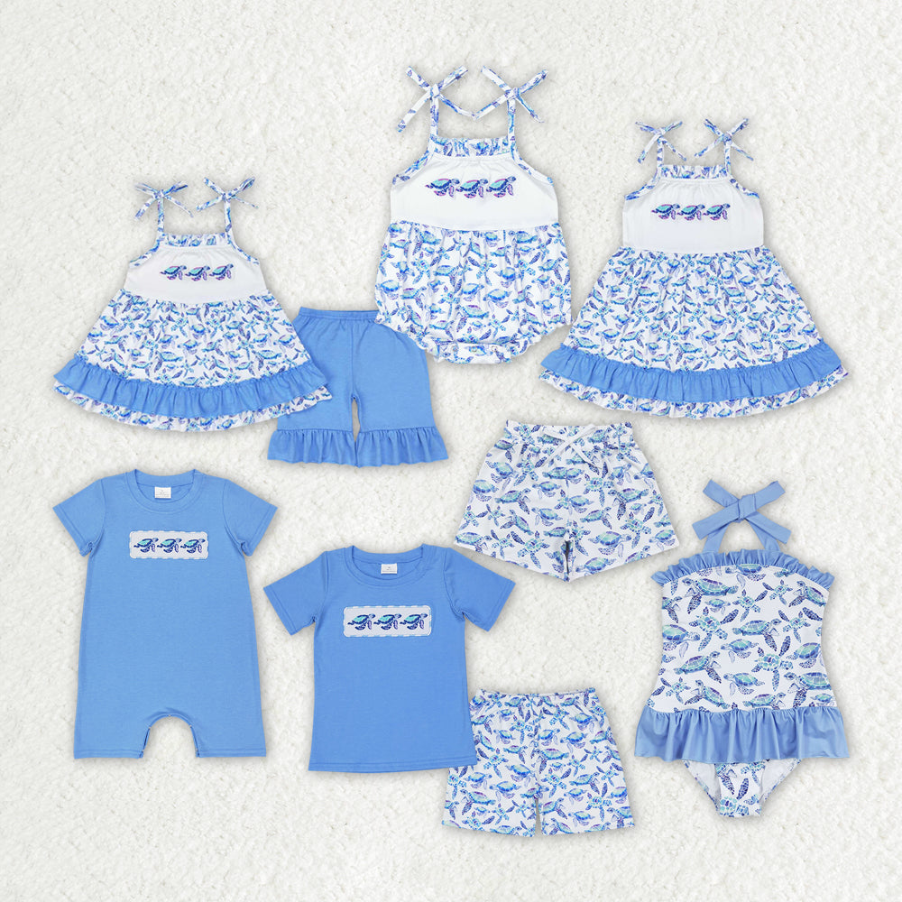 embroidery sea turtle sibling clothes RTS