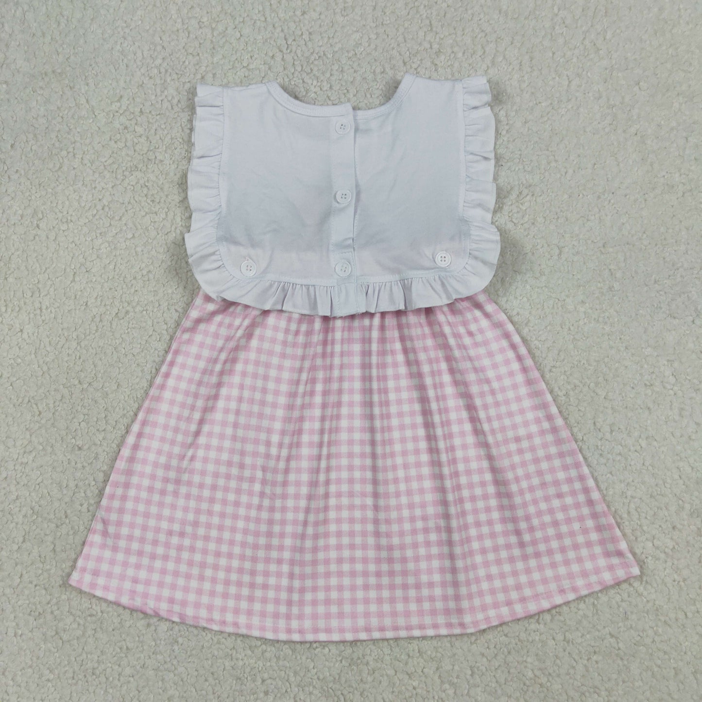 Embroidery GSD3201 Easter Cross Child Of God Pink Checkered Girls Dress