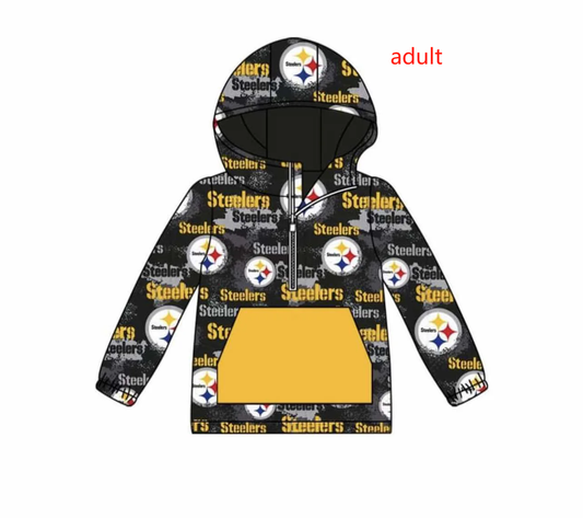 Custom football team steelers pocket zipper hoodie adult pullover