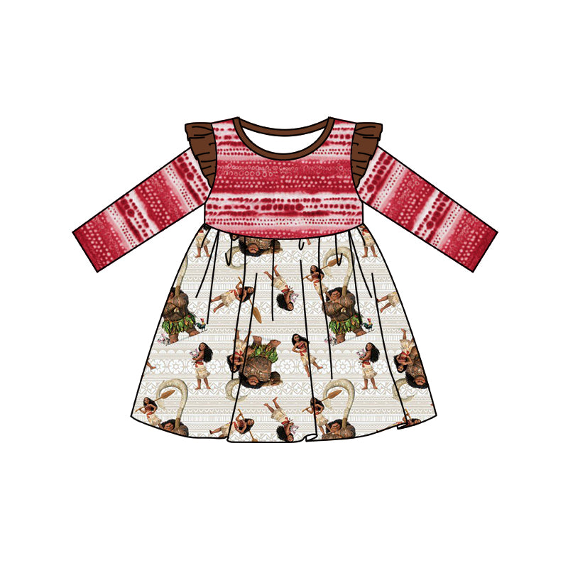 custom Cartoon Red Long Sleeve Girls Dress