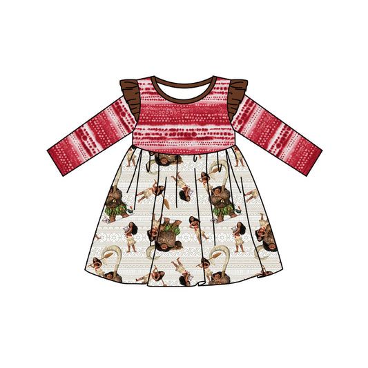 custom Cartoon Red Long Sleeve Girls Dress