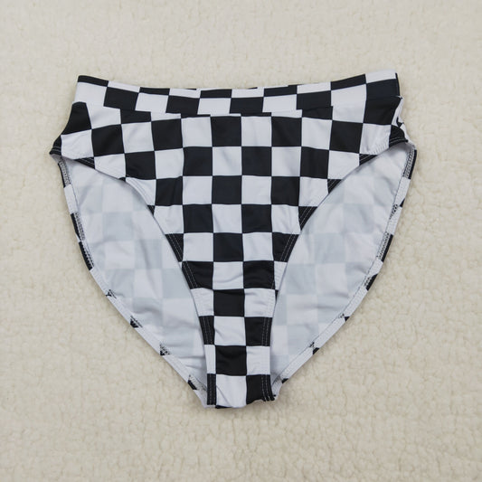 S0737 Black Checkered Adult Woman Swimsuits Shorts