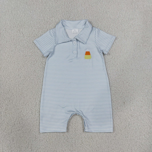 Embroidery SR4281 Halloween Corn Candy Short Sleeve Boys Romper