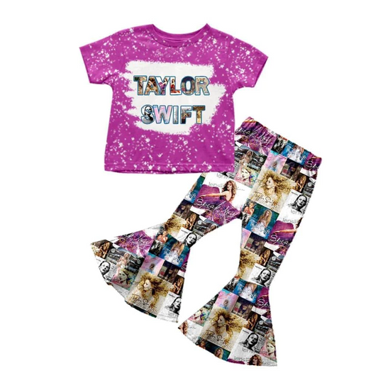 custom S 10.4 Singer hot pink short sleeve pants girls set