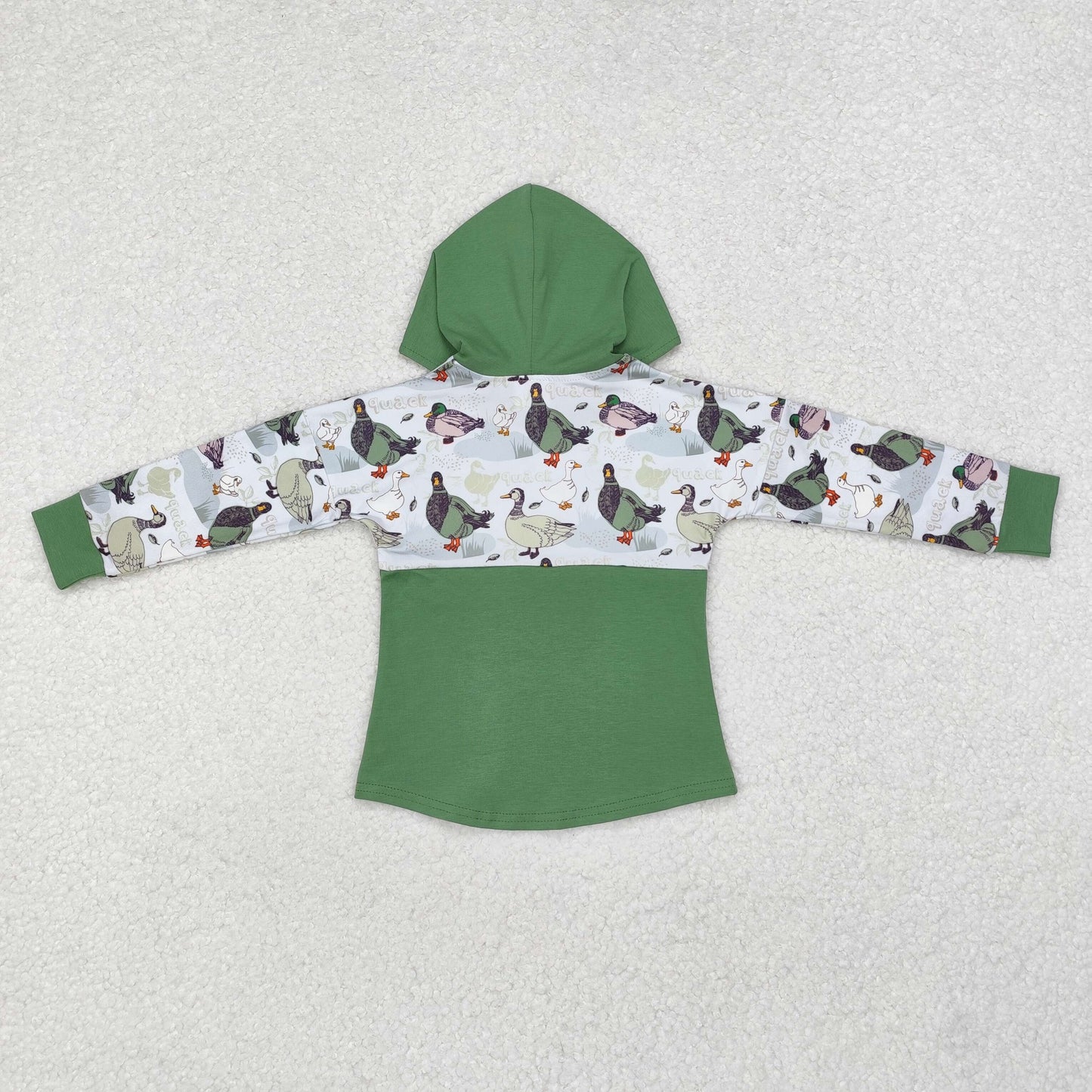 BT0357 Duck green long sleeve hoodie kids top