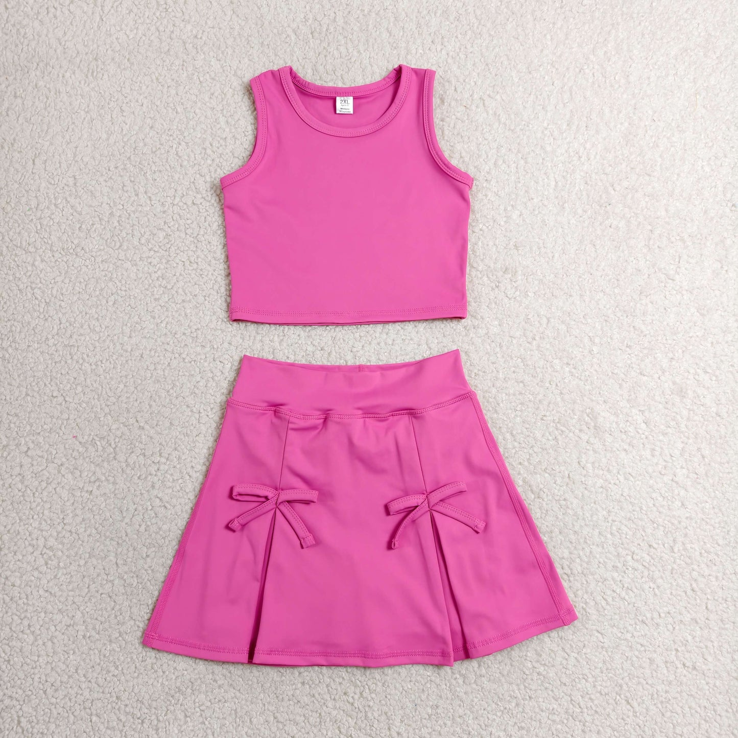 GSD3758 Yoga Pink Sleeveelss Skorts Girls Set
