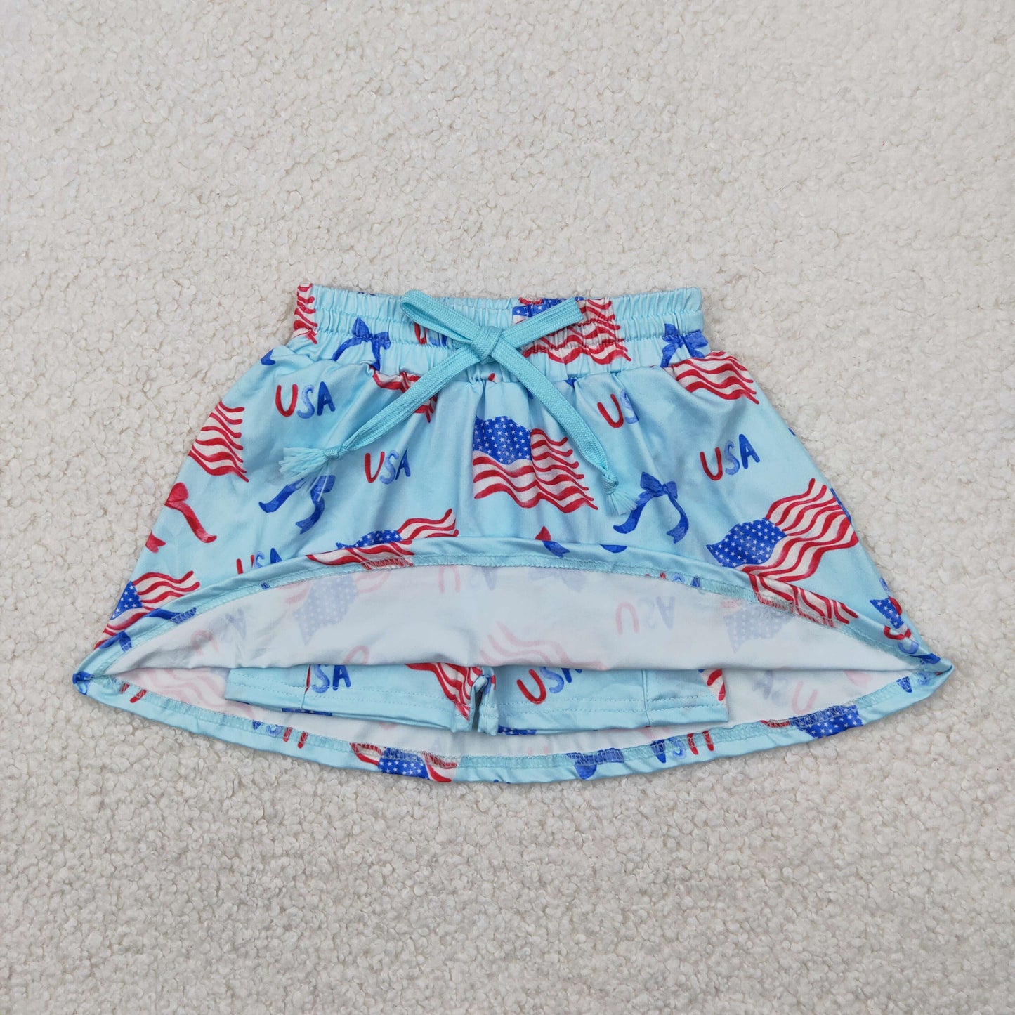 GLK0050 July 4th USA flag girls skirt with shorts