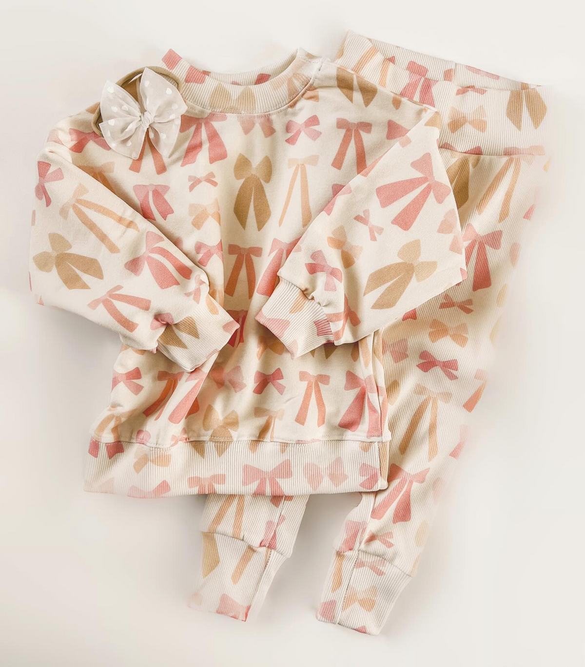 preorder GLP1685 pink bows long sleeve pants girls set