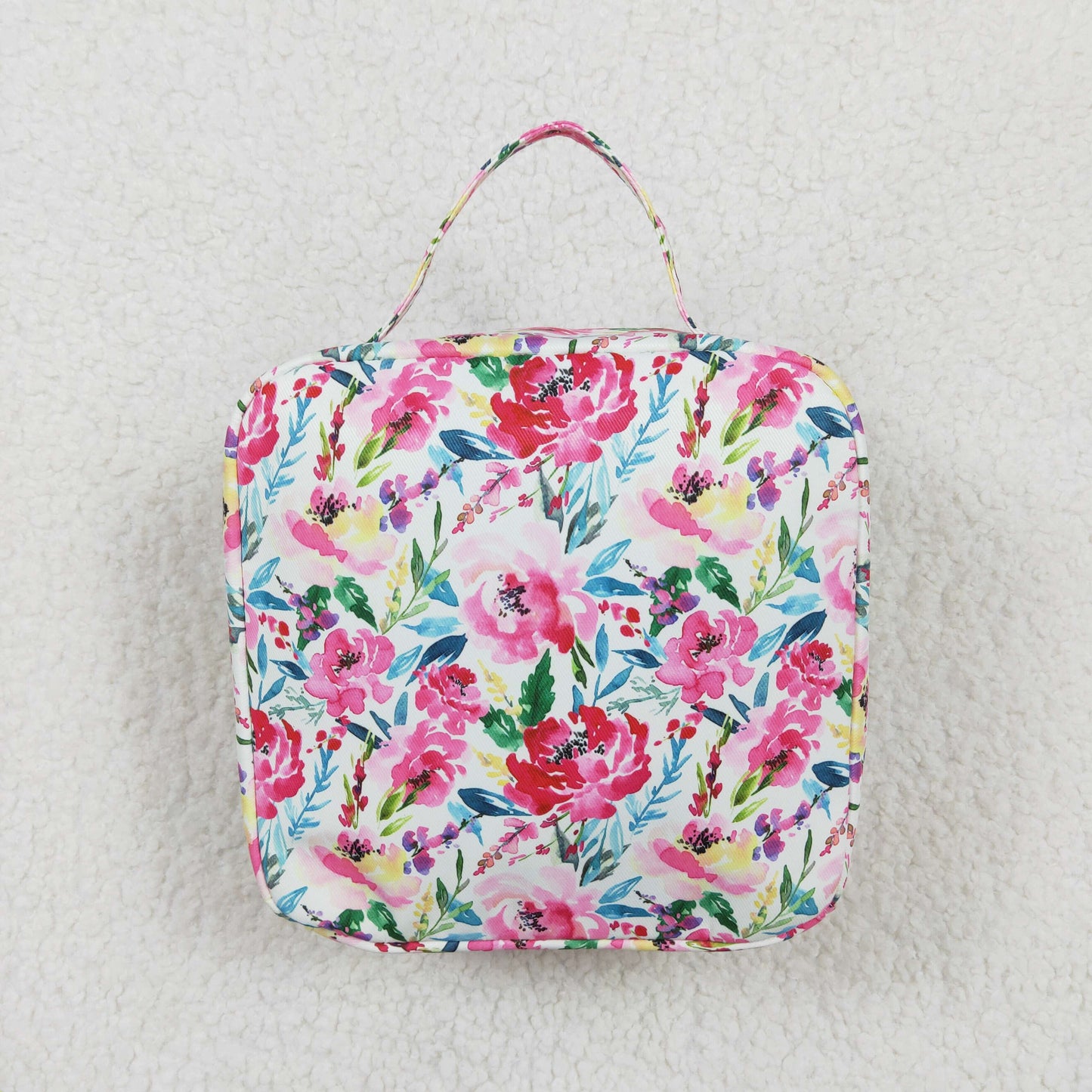 USA SHOP BA0102 Pink Flowers Lunch Bag 8.5*8.5*3.5 inches