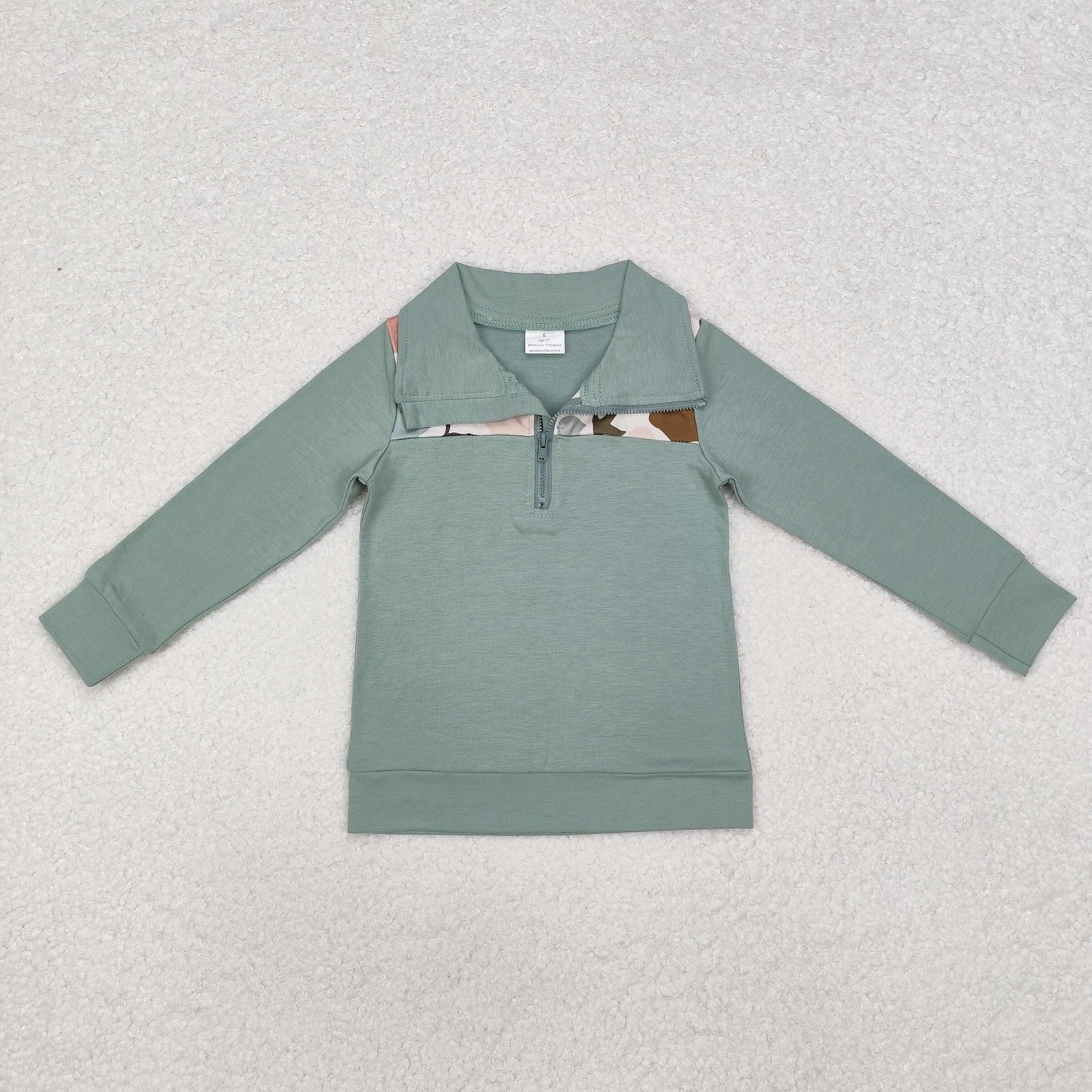 BT0796 hunting camo dogs green long sleeve boys pullover