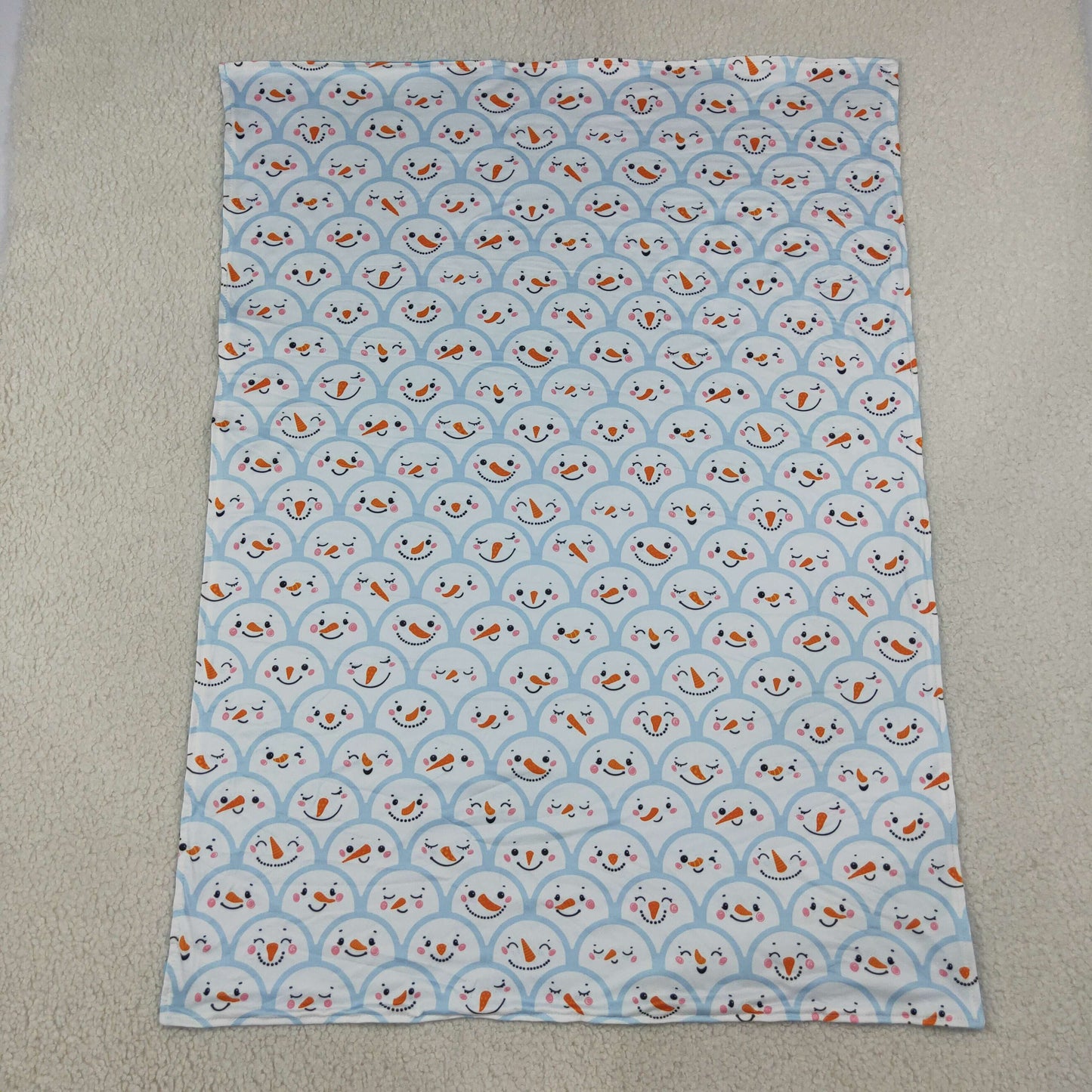 BL0267 Christmas Snowman Blue Baby Blanket