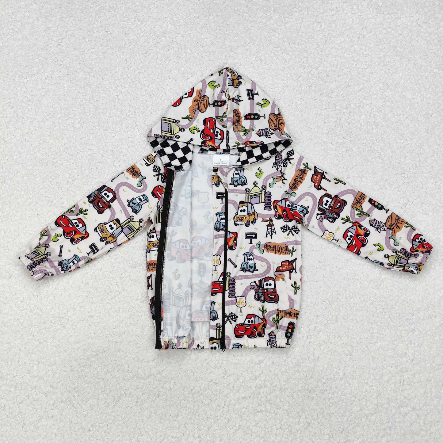 BT0889 Western cartoon car zipper hoodie long sleeve boys coat