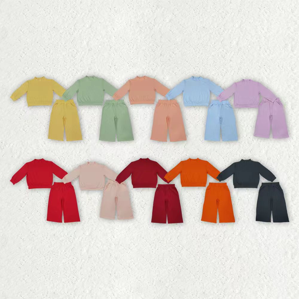 Solid Color Cotton Colorful Girls Set Sibling Clothes RTS